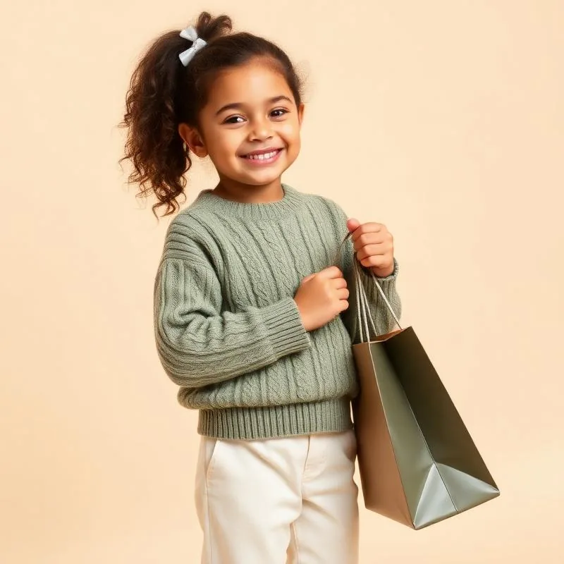 Comfortable casual outfits for girls kids with sage knit sweater